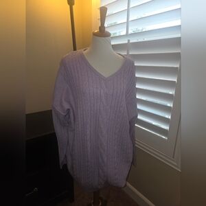 Torrid Lilac V-Neck Cable Knit Sweater